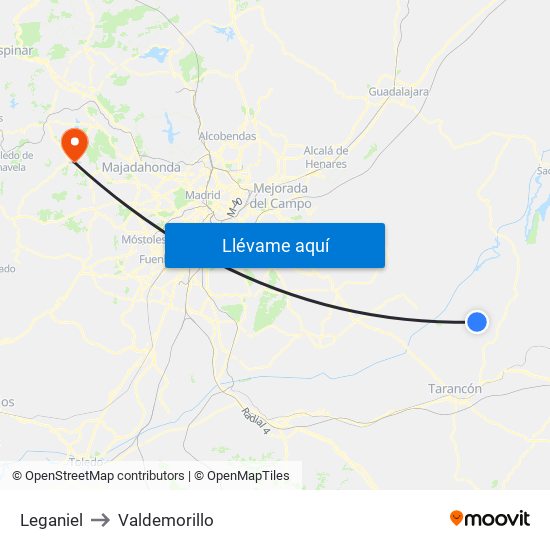 Leganiel to Valdemorillo map
