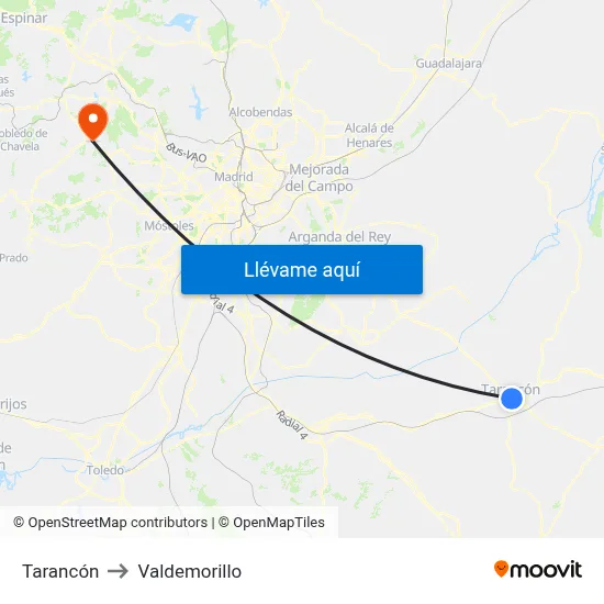 Tarancón to Valdemorillo map