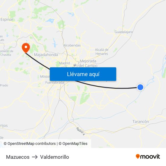 Mazuecos to Valdemorillo map