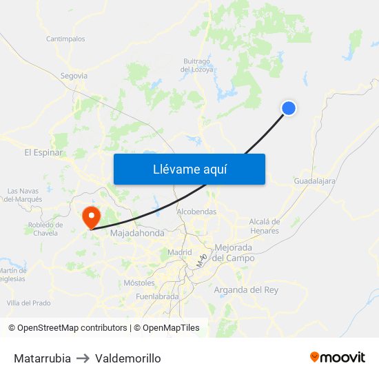Matarrubia to Valdemorillo map
