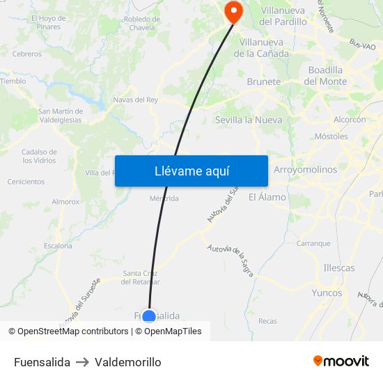 Fuensalida to Valdemorillo map