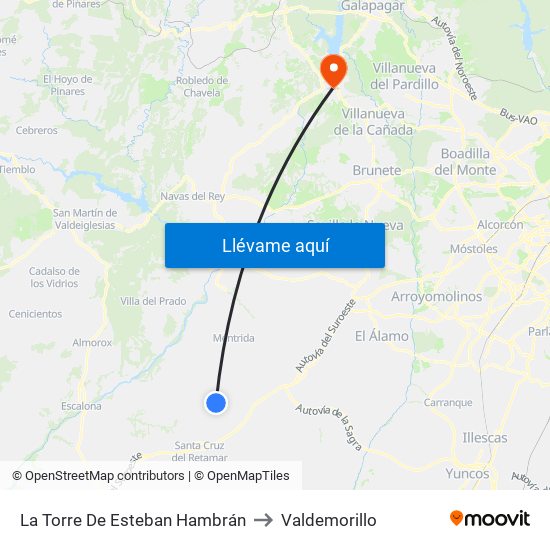La Torre De Esteban Hambrán to Valdemorillo map