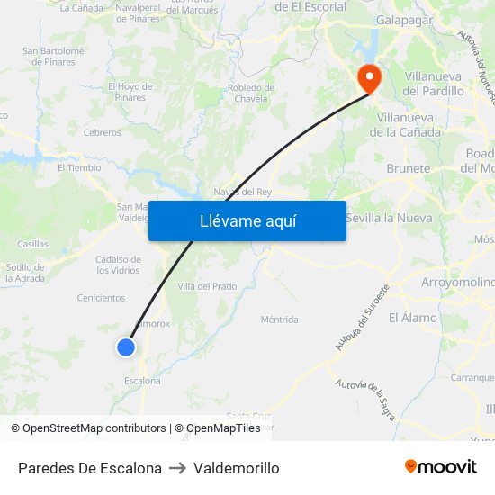 Paredes De Escalona to Valdemorillo map