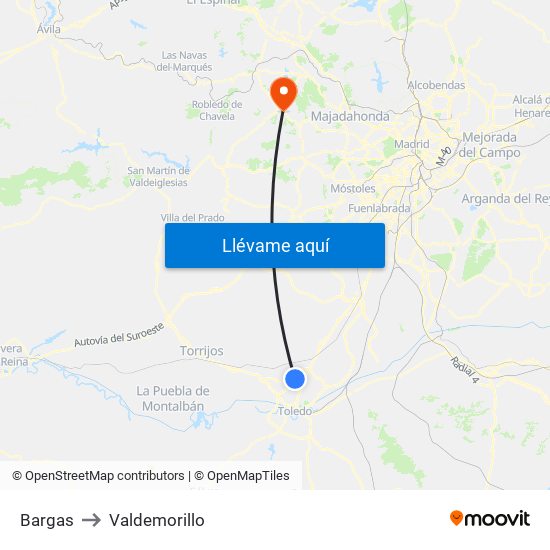 Bargas to Valdemorillo map
