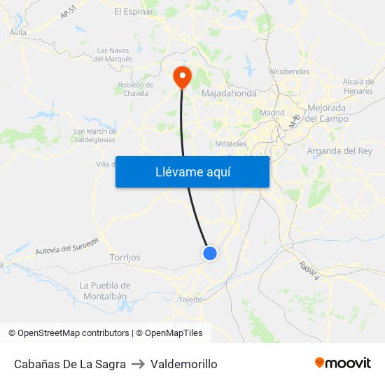 Cabañas De La Sagra to Valdemorillo map