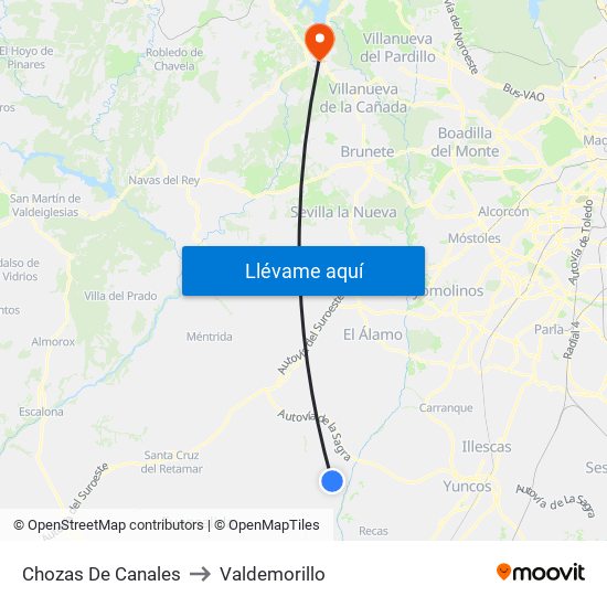 Chozas De Canales to Valdemorillo map