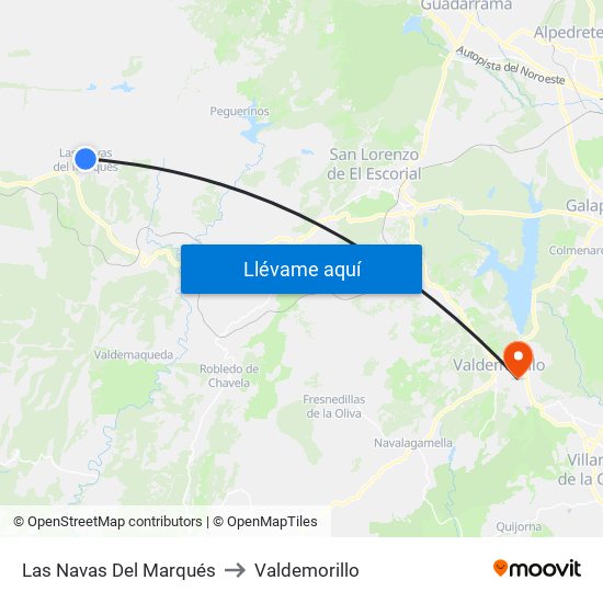 Las Navas Del Marqués to Valdemorillo map
