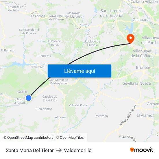 Santa María Del Tiétar to Valdemorillo map
