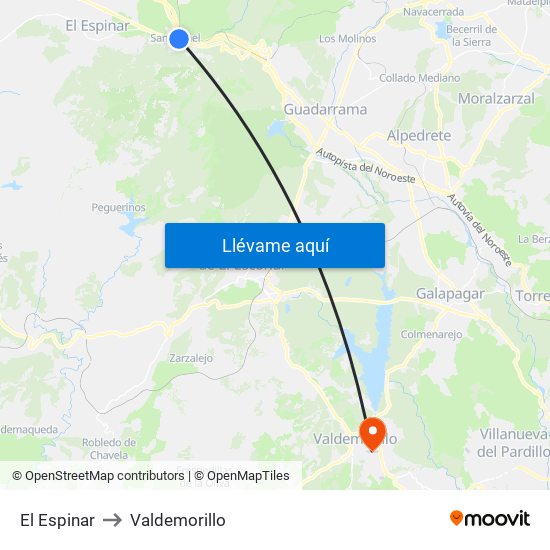 El Espinar to Valdemorillo map
