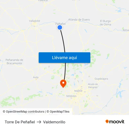Torre De Peñafiel to Valdemorillo map