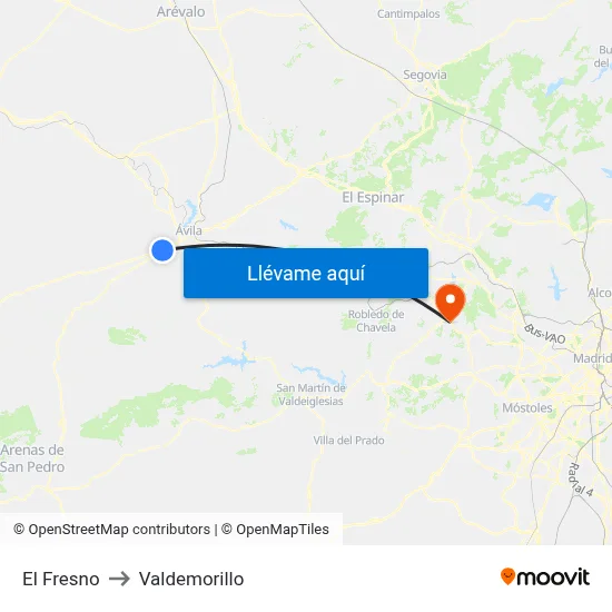 El Fresno to Valdemorillo map