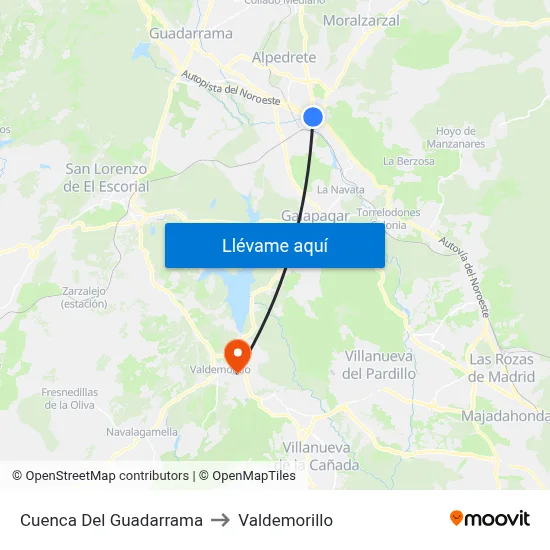 Cuenca Del Guadarrama to Valdemorillo map