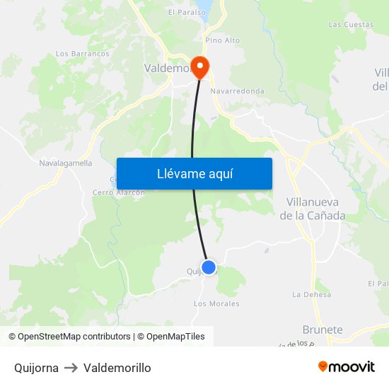 Quijorna to Valdemorillo map
