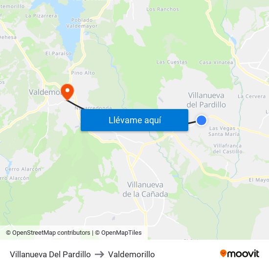 Villanueva Del Pardillo to Valdemorillo map
