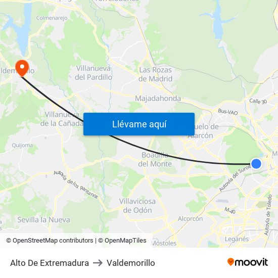 Alto De Extremadura to Valdemorillo map