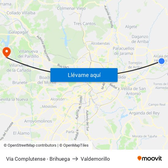 Vía Complutense - Brihuega to Valdemorillo map