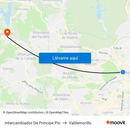 Intercambiador De Príncipe Pío to Valdemorillo map