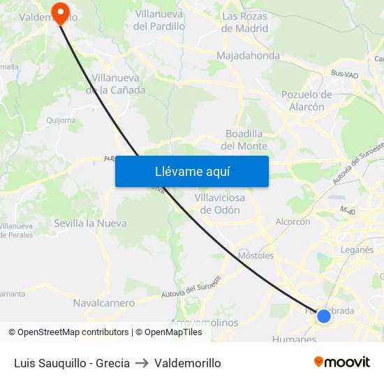 Luis Sauquillo - Grecia to Valdemorillo map