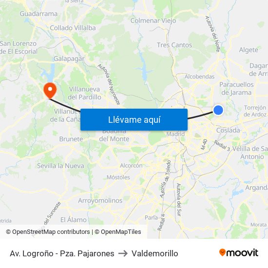 Av. Logroño - Pza. Pajarones to Valdemorillo map