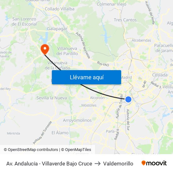 Av. Andalucía - Villaverde Bajo Cruce to Valdemorillo map