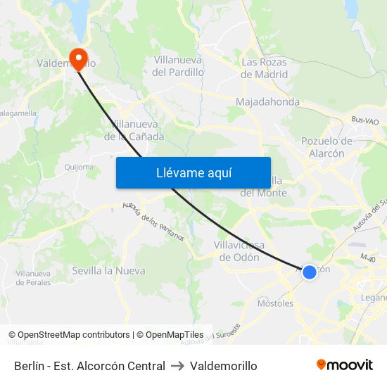 Berlín - Est. Alcorcón Central to Valdemorillo map