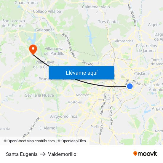 Santa Eugenia to Valdemorillo map