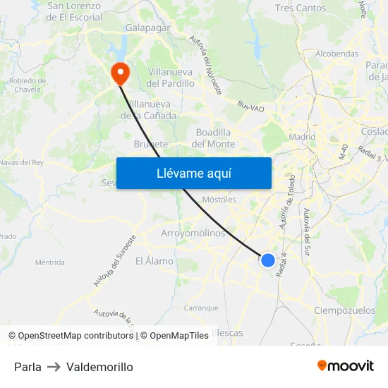 Parla to Valdemorillo map