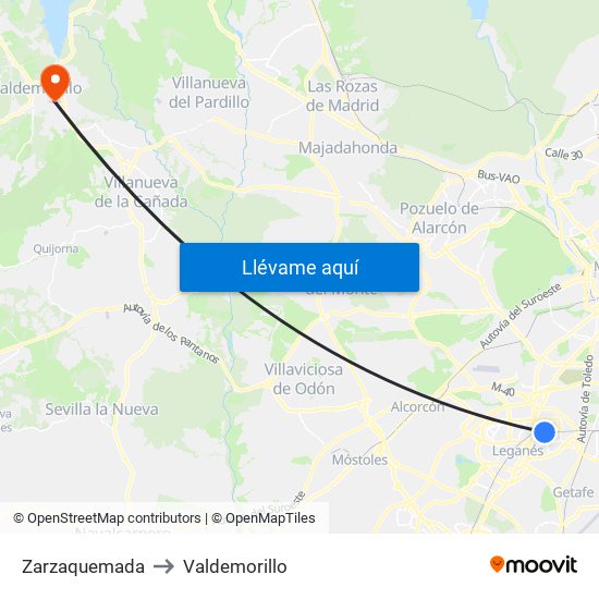 Zarzaquemada to Valdemorillo map