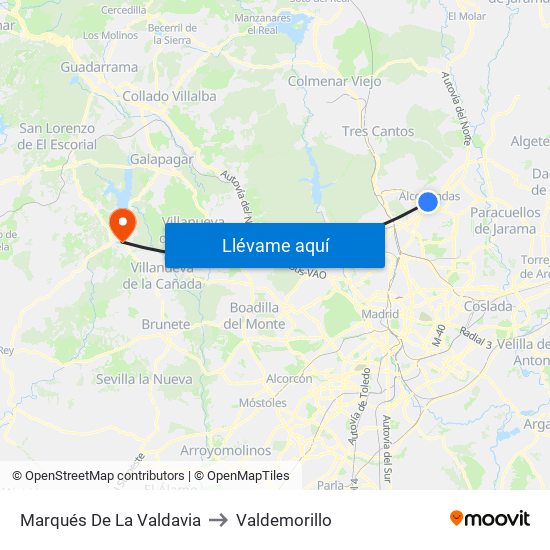 Marqués De La Valdavia to Valdemorillo map
