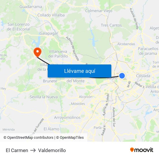 El Carmen to Valdemorillo map