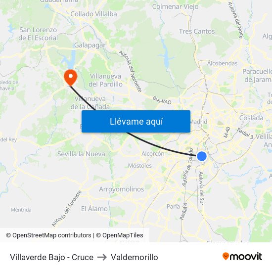 Villaverde Bajo - Cruce to Valdemorillo map
