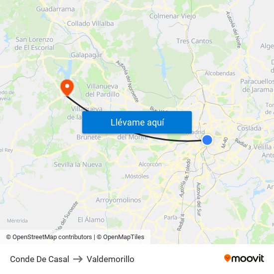 Conde De Casal to Valdemorillo map