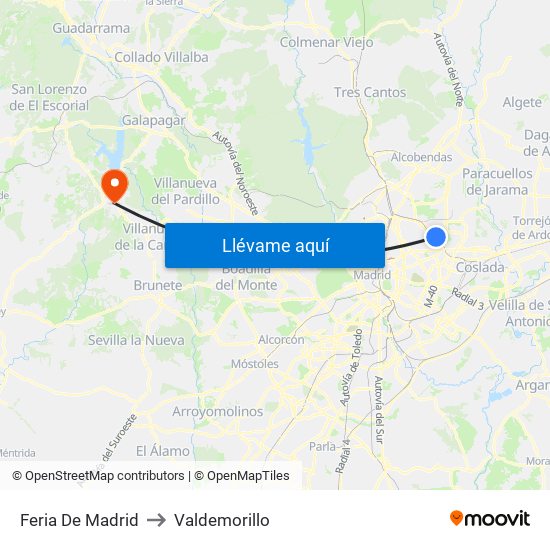 Feria De Madrid to Valdemorillo map