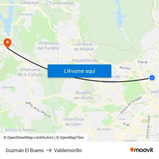 Guzmán El Bueno to Valdemorillo map