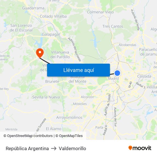 República Argentina to Valdemorillo map