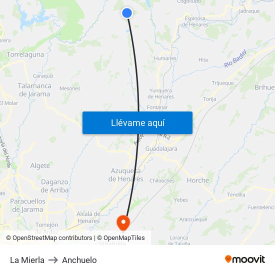 La Mierla to Anchuelo map