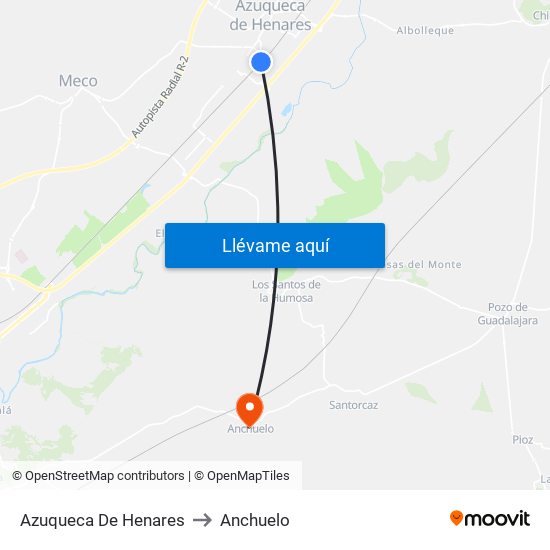 Azuqueca De Henares to Anchuelo map