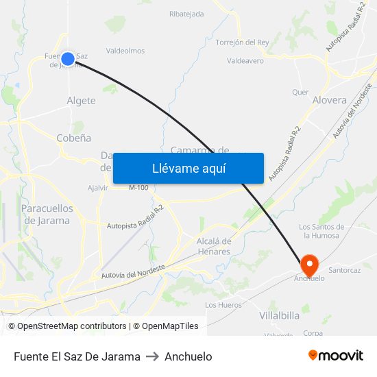 Fuente El Saz De Jarama to Anchuelo map