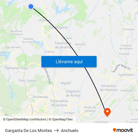 Garganta De Los Montes to Anchuelo map
