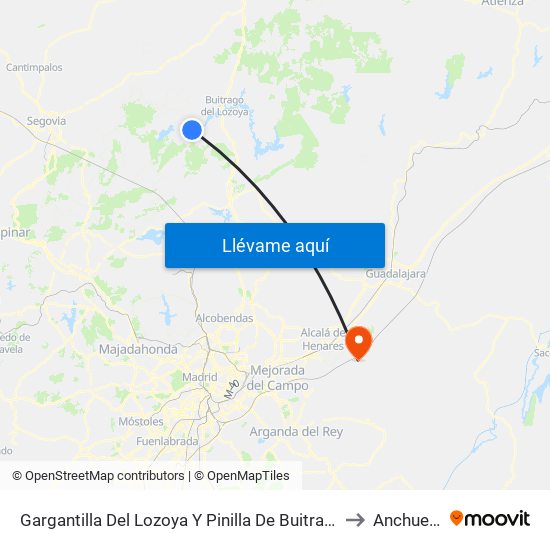 Gargantilla Del Lozoya Y Pinilla De Buitrago to Anchuelo map