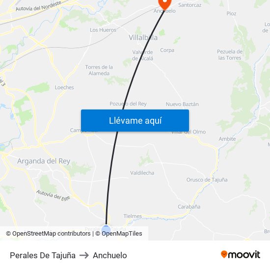 Perales De Tajuña to Anchuelo map