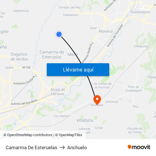 Camarma De Esteruelas to Anchuelo map