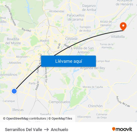 Serranillos Del Valle to Anchuelo map