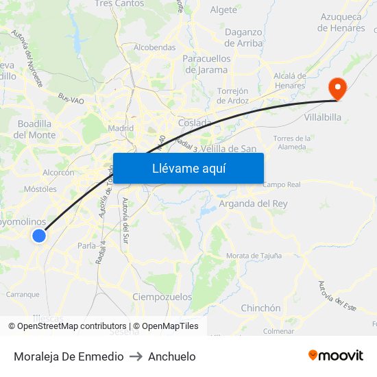 Moraleja De Enmedio to Anchuelo map