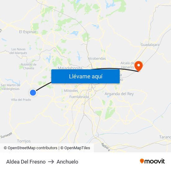 Aldea Del Fresno to Anchuelo map