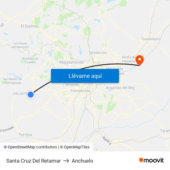 Santa Cruz Del Retamar to Anchuelo map