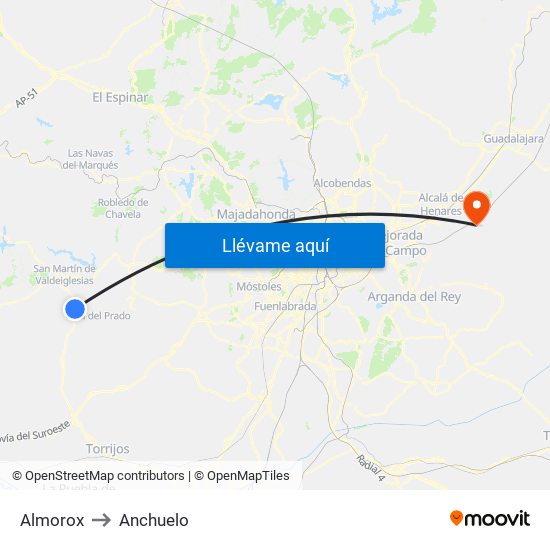 Almorox to Anchuelo map