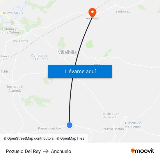 Pozuelo Del Rey to Anchuelo map