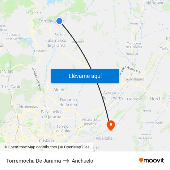 Torremocha De Jarama to Anchuelo map