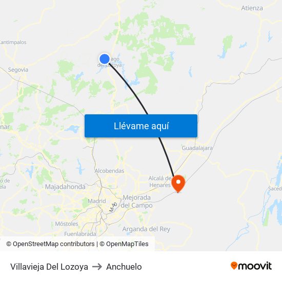 Villavieja Del Lozoya to Anchuelo map